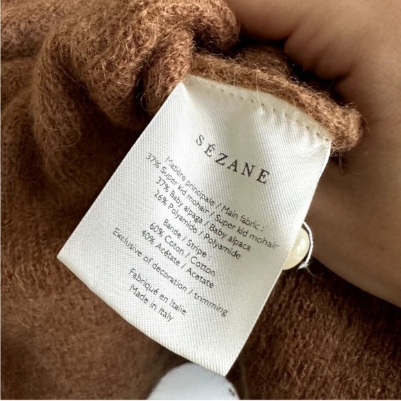 Sezane Gaspard Cardigan Sweater Camel Brown - Picture 3 of 5